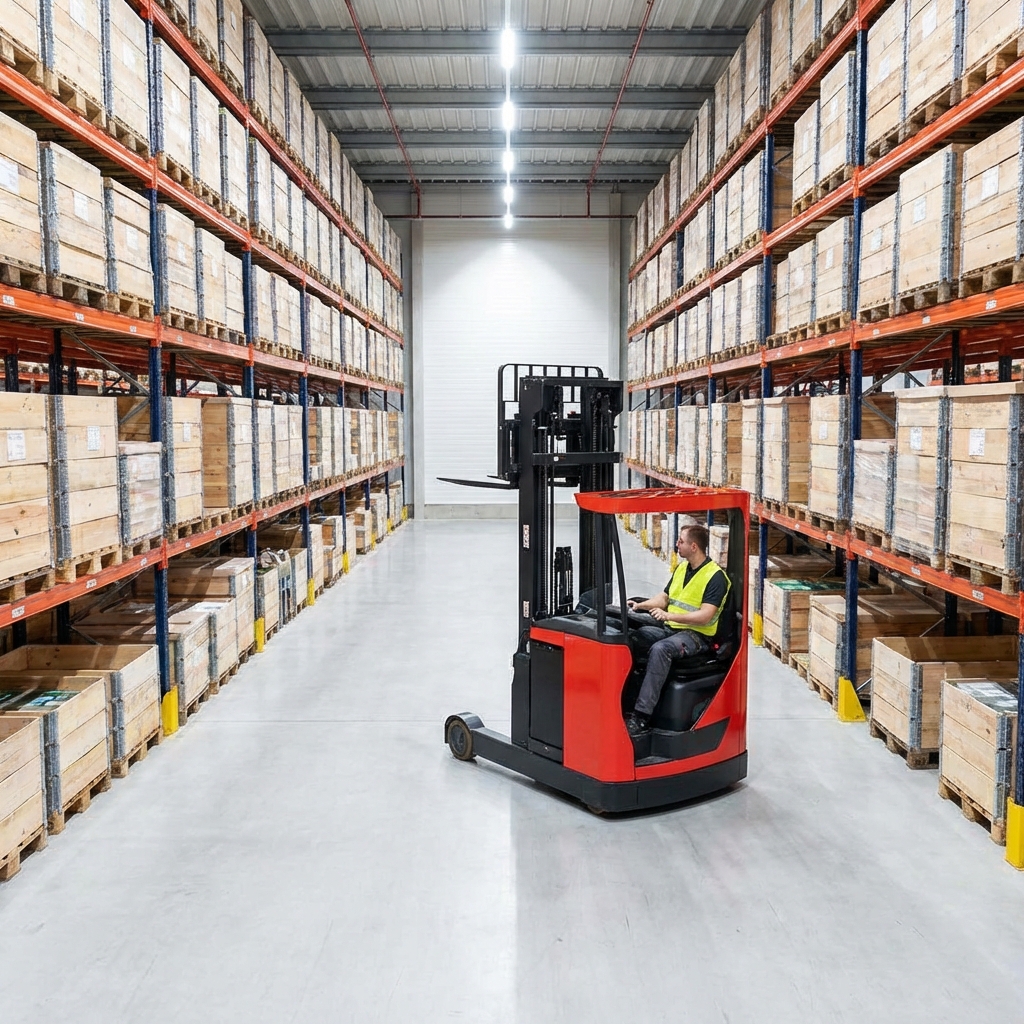 Forklift maintenance in warehouse